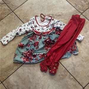 cheeky plum White Baby Dress with Red Trim